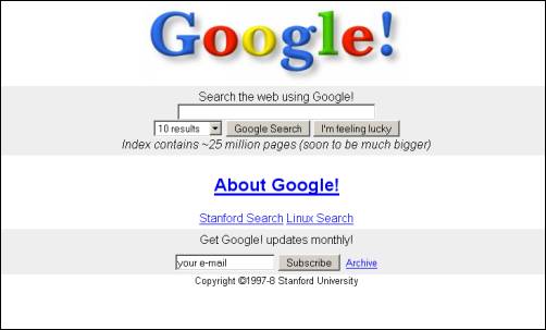 Google home page 1997